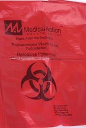 Picture of MEDEGEN AUTOCLAVABLE BIOHAZARD BAGS Biohazard Bag, 25" X 30", 1.8 Mil, 12-14 Gal, Clear/ Black, Print/ Label, Max. Temp 285°F, Biohazard Labeling, Biohazard Symbol, English/ Spanish, 200/Cs (40 Cs/Plt)
