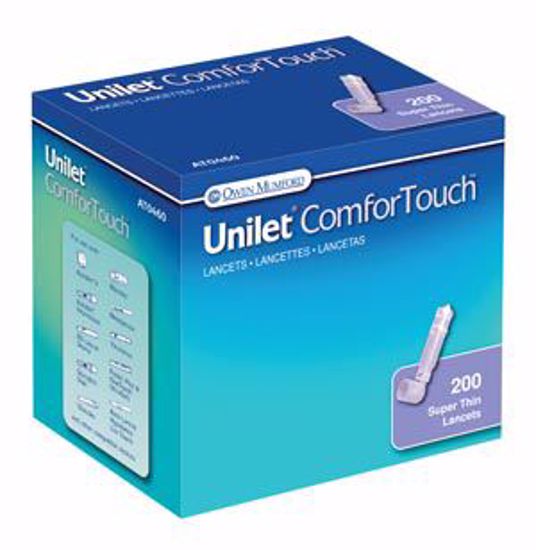 Picture of OWEN MUMFORD UNILET® BRAND LANCETS Unilet Comfortouch Lancet, Ultra Thin, 28G, Purple, 200/Bx