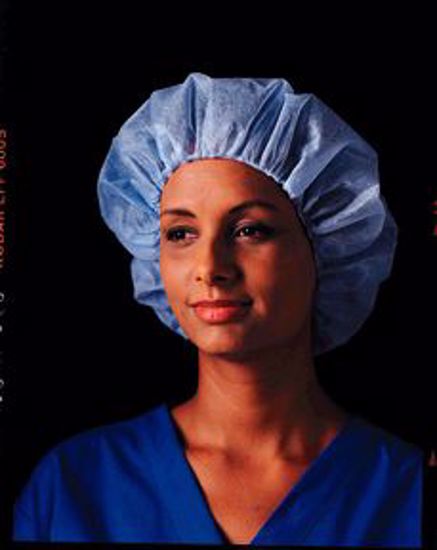 Picture of BUSSE NURSES' SPUNBONDED BOUFFANT CAPS Bouffant Cap, 24", X-Large, Blue, 500/Cs (50 Cs/Plt)