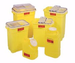 Picture of BD CHEMOTHERAPY SHARPS COLLECTORS Sharps Collector, 5 Gallon, Plug Cap, Yellow (Not Autoclavable), 8/Cs (Continental US Only)