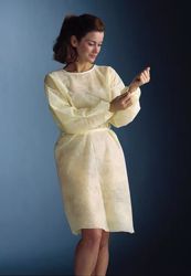 Picture of GRAHAM MEDICAL NON-WOVEN ISOLATION GOWN Isolation Gown, 30" X 42", Yellow, Elastic Cuff, 50/Cs (72 Cs/Plt)