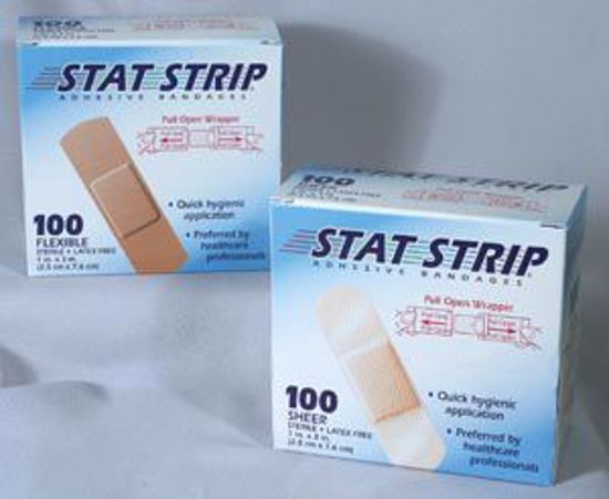 Picture of DUKAL STAT STRIP™ ADHESIVE BANDAGES Sheer Adhesive Bandage, 1" X 3", 100/Bx, 12 Bx/Cs
