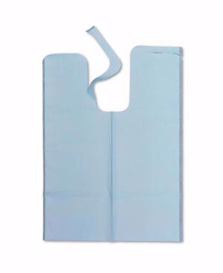 Picture of TIDI PATIENT-CARE BIBS Bib, 20" X 29", Die Cut Neck, Blue, X-Large Tissue/ Poly, 500/Cs