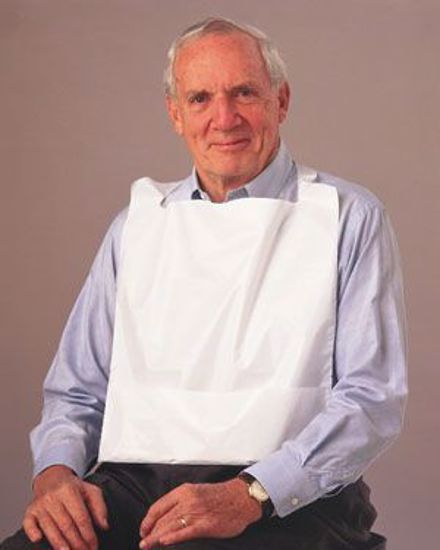 Picture of TIDI PATIENT-CARE BIBS Bib, 16" X 24", Adult, Pocket, White, Poly, 500/Cs