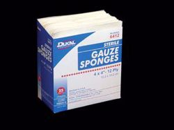 Picture of DUKAL WOVEN COTTON GAUZE SPONGES Gauze Sponge, 4" X 4", Sterile, 12-Ply, 2/Pk, 25 Pk/Bx, 24 Bx/Cs