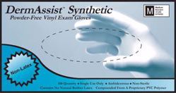Picture of INNOVATIVE DERMASSIST® VINYL SYNTHETIC POWDER-FREE EXAM GLOVES Gloves, Exam, Small, Vinyl, Non-Sterile, PF, Smooth, 100/Bx, 10 Bx/Cs (75 Cs/Plt)