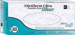 Picture of INNOVATIVE NITRIDERM® ULTRA BLUE NITRILE SYNTHETIC POWDER-FREE NON-STERILE EXAM GLOVES Gloves, Exam, Large, Nitrile, Chemo Tested, Non-Sterile, PF, Textured, Blue, 100/Bx, 10 Bx/Cs (96 Cs/Plt)