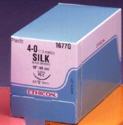 Picture of ETHICON PERMA-HAND™ SILK SUTURES Suture, Precision Point Reverse Cutting, Size 4-0, 18", Black Braided, Needle PS-2, 3/8 Circle, 1 Dz/Bx (Continental US Only)