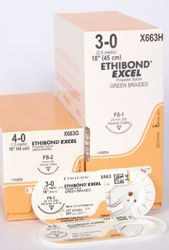 Picture of ETHICON ETHIBOND™ EXTRA POLYESTER SUTURES Suture, Reverse Cutting, Size 3-0, 18", Green Braided, Needle FS-1, 3/8 Circle, 3 Dz/Bx (Continental US Only)