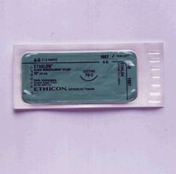 Picture of ETHICON ETHILON™ NYLON SUTURES Suture, Precision Point Reverse Cutting, Size 4-0, 18", Black Monofilament, Needle PS-2, 3/8 Circle, 1 Dz/Bx (Continental US Only)