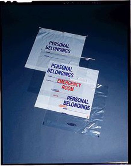 Picture of MEDEGEN PATIENT PERSONAL BELONGINGS BAGS Personal Belongings Bag, 20" X 20" X 4", Clear, Standard Duty, Cotton Drawstring, 250/Cs