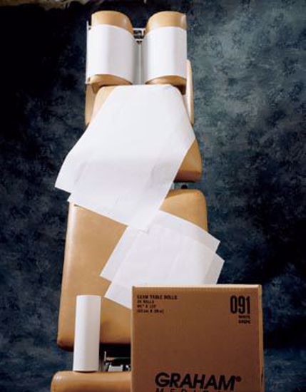 Picture of GRAHAM MEDICAL CHIROPRACTIC QUALITY HEADREST PAPERS Chiropractic Headrest Roll, 12½" X 225 Ft, White, Smooth, 12/Cs (020201)