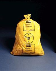 Picture of MEDEGEN CHEMOTHERAPY WASTE HANDLING BAGS Transport Bag CYTA, 12" X 15", Black On Yellow, Zip Closure, 100/Cs