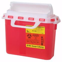 Picture of BD PATIENT ROOM SHARPS COLLECTORS Sharps Collector, 2 & 3 Gallon, Next Generation, Counter Balanced Door, Red, 10/Cs (Continental US Only)