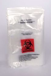 Picture of MEDEGEN TAMPER SAFE™ LABORATORY SPECIMEN TRANSPORT BAG Collection Bag, 6" X 9", Biohazard Red/ Black Print, 1000/Cs