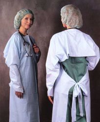 Picture of BUSSE STAFF PROTECTION GOWNS Embossed Polyethylene Gown, Thumbhook Stirrups, Individually Wrapped, Blue, 75/Cs