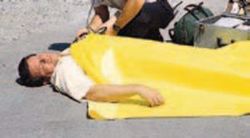 Picture of TIDI FLUID RESISTANT TISSUE EMERGENCY BLANKET Emergency Blanket, 56" X 90", Bright Yellow, 24/Cs