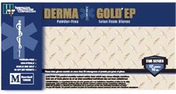 Picture of INNOVATIVE DERMAGOLD® EP EMS SERIES POWDER-FREE LATEX EXAM GLOVES Gloves, Small, Exam, Latex, Non-Sterile, PF, Textured, 10Mil Finger Thickness Extended Cuff, High-Risk, Natural Color, 50/Bx, 10 Bx/Cs