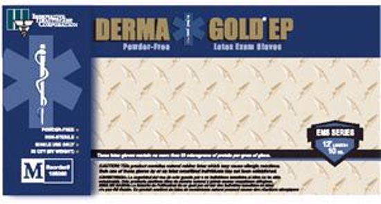 Picture of INNOVATIVE DERMAGOLD® EP EMS SERIES POWDER-FREE LATEX EXAM GLOVES Gloves, Medium, Exam, Latex, Non-Sterile, PF, Textured, 10Mil Finger Thickness Extended Cuff, High-Risk, Natural Color, 50/Bx, 10 Bx/Cs