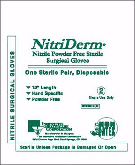 Picture of INNOVATIVE NITRIDERM® STERILE POWDER-FREE SURGICAL GLOVES Gloves, Surgical, Size 6½, Nitrile, Sterile, PF, Textured, 25 Pr/Bx, 4 Bx/Cs (88 Cs/Plt)