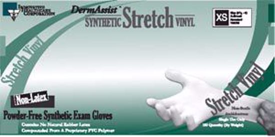 Picture of INNOVATIVE DERMASSIST® STRETCH VINYL EXAM GLOVES Gloves, Exam, X-Large (9½ - 10), Stretch Vinyl, Non-Sterile, PF, Smooth, 100/Bx, 10 Bx/Cs (75 Cs/Plt)