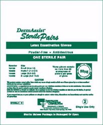 Picture of INNOVATIVE DERMASSIST® POWDER-FREE STERILE LATEX EXAM GLOVES Gloves, Exam, Small (6½ - 7), Latex, Sterile, Powder-Free (PF), Singles, 100/Bx, 4 Bx/Cs
