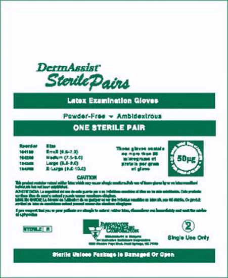 Picture of INNOVATIVE DERMASSIST® POWDER-FREE STERILE LATEX EXAM GLOVES Gloves, Exam, Medium (7½ - 8), Latex, Sterile, Powder-Free (PF), Singles, 100/Bx, 4 Bx/Cs