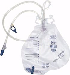 Picture of AMSINO AMSURE® URINARY DRAINAGE BAGS Drainage Bag, 2000Ml, Universal Double-Hook & Rope Hanger, Needleless Sampling Port, Smooth Adapter With Cap, 11/32"X50" Star Tubing With Bed Sheet Clamp, Air Vent, Clear Anti-Reflux Drip Chamber, Dog House, Drain Tube, Metal Clamp, Splash Guard, 20/Cs