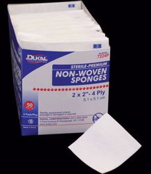 Picture of DUKAL PREMIUM NON-WOVEN SPONGES Sponge, 2" X 2" Non-Woven, Premium, Sterile, 4-Ply, 2/Pk, 50 Pk/Bx, 30 Bx/Cs