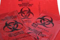 Picture of MEDEGEN BIOHAZARDOUS WASTE BAGS Infectious Waste Bag, 23" X 23" Red, 1.1 Mil, 500/Cs (64 Cs/Plt)