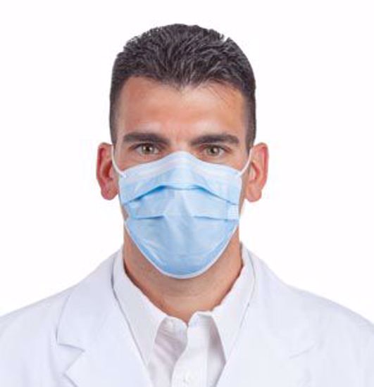 Picture of SULTAN COM-FIT® SUPER HIGH FILTRATION FLUID RESISTANT MASKS Mask, Tie-On, Blue, 40/Bx, 6 Bx/Cs