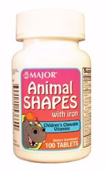 Picture of MAJOR VITAMINS - CHILDRENS Animal Shapes, Iron, Chewable, 100S, Compare To Flintstones®, NDC# 00904-0536-60