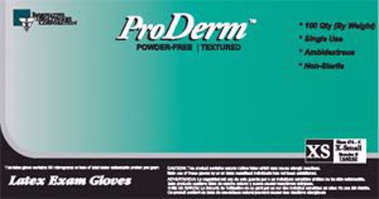 Picture of INNOVATIVE PRODERM™ POWDER-FREE EXAM GLOVES Gloves, Exam, Small, Latex, Non-Sterile, PF, Textured, Polymer Bonded, 100/Bx, 10 Bx/Cs (98 Cs/Plt)