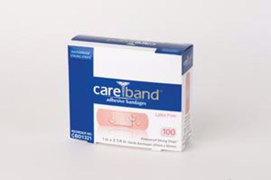 Picture of ASO CAREBAND™ WATERPROOF BANDAGES Reinforced Waterproof Bandage, Tan, 1" X 3", Latex Free (LF), 100/Bx, 12 Bx/Cs