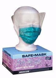 Picture of AMD MEDICOM LATEX FREE SURGICAL FACEMASKS Proshield Tie-On Mask, Anti-Fog, Blue, 25/Bx, 4 Bx/Cs
