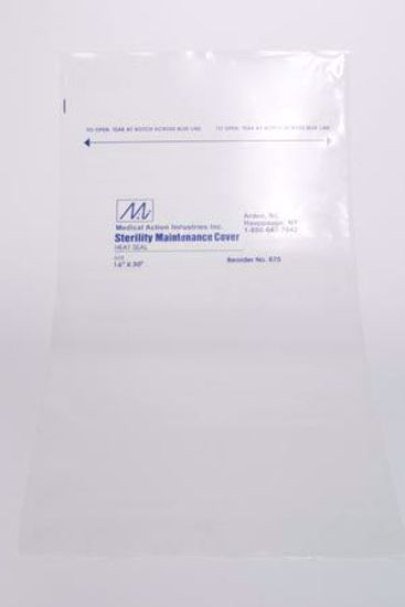 Picture of MEDEGEN STERILITY MAINTENANCE COVERS Cover, 16" X 30", Print/ Label Tear & Seal Instructions, 2.25 Mil, Clear/ Blue, LLDPE Film, Flat Pack, Heat-Seal Adhesive Strip, 250/Cs