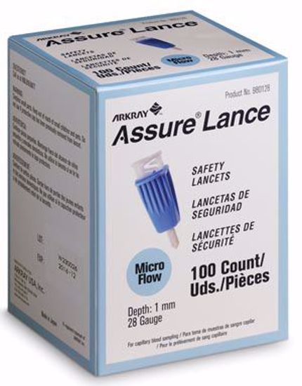 Picture of ARKRAY ASSURE® LANCE SAFETY LANCETS Lancet, 28G X 1Mm, Light Blue, 100/Bx (25 Bx/Plt)