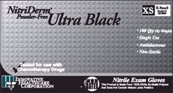 Picture of INNOVATIVE NITRIDERM® ULTRA BLACK POWDER-FREE NITRILE SYNTHETIC GLOVES Gloves, Exam, Large, Nitrile, Chemo, Non-Sterile, PF, Textured, Black, 100/Bx, 10 Bx/Cs (96 Cs/Plt)