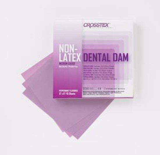 Picture of CROSSTEX DENTAL DAM Dental Dam, Medium, Purple, 6" X 6", Peppermint, Latex Free (LF), 15 Sheets/Bx