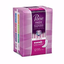 Picture of KIMBERLY-CLARK POISE® PADS Poise Pads, Maximum Absorbency, 12/Pk, 6 Pk/Cs