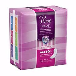 Picture of KIMBERLY-CLARK POISE® PADS Poise Pads, Ultra Plus, Side Shields, 14/Pk, 6 Pk/Cs (84 Cs/Plt)