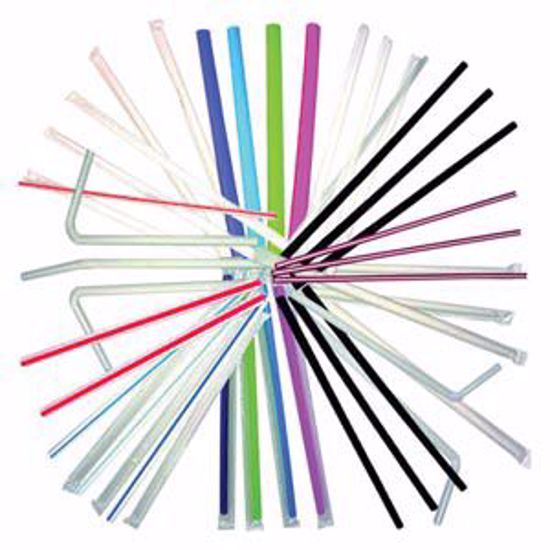 Picture of BUNZL/PRIMESOURCE® STRAWS White Flex Jumbo Straws, 7¾", Wrapped, 400/Slv, 25 Slv/Cs (DROP SHIP ONLY)