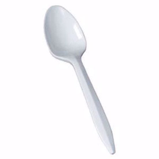 Picture of BUNZL/PRIMESOURCE® PLASTIC CUTLERY Plastic Spoons, Medium, White, Bulk, P/P, 1000/Cs (DROP SHIP ONLY)