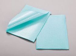 Picture of TIDI 2-PLY TISSUE/POLY TOWEL & BIB Towel, 2-Ply Tissue/ Poly Blue, Rib Embossed, 13" X 18", 500/Cs
