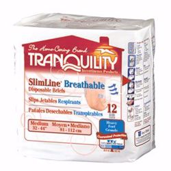 Picture of PRINCIPLE BUSINESS TRANQUILITY® SLIMLINE® BREATHABLE DISPOSABLE BRIEFS Breathable Briefs, Medium Adult, 32"-44", 20.4 Fl Oz Capacity, 12/Pk, 8 Pk/Cs