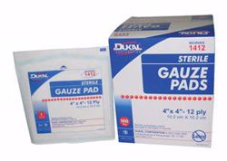 Picture of DUKAL GAUZE PADS Gauze Pad, 4" X 4", 12-Ply, Sterile, 1/Pk, 1800 Pk/Cs
