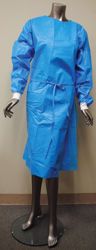 Picture of TIDI HIRISK® GOWNS Chemo Gown, Polycoated Front & Sleeves, Blue, Universal Size, 10/Bg, 3 Bg/Cs
