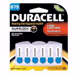 Picture of DURACELL® HEARING AID BATTERY Battery, Zinc Air, Size 675, 6Pk, 6 Pk/Bx, 6 Bx/Cs (UPC# 66126)