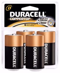 Picture of DURACELL® COPPERTOP® ALKALINE RETAIL BATTERY WITH DURALOCK POWER PRESERVE™ TECHNOLOGY Battery, Alkaline, Size D, 4Pk, 12 Pk/Cs (UPC# 03361)