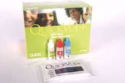 Picture of QUIDEL QUICKVUE® INFECTIOUS MONONUCLEOSIS TEST Mono Test Kit Includes: (20) Test Cassettes, (1) Developer, (1) Negative Control, (1) Positive Control, (20) Pipettes, (20) Capillary Tubes, (1) Package Insert & (1) Procedure Card (US Only)